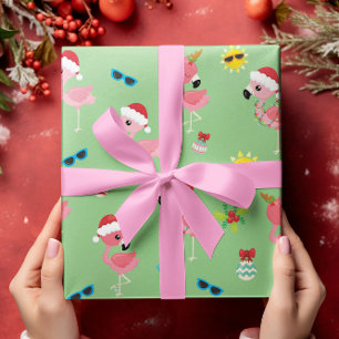 Papel De Presente Flamingo Tropical de Natal bonito