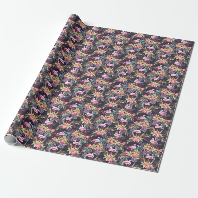 Papel De Presente Flamingo Tropical: Padrão sem costura de verão (Desenrolado)