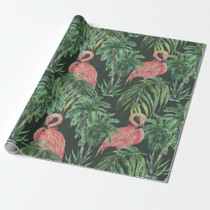 Papel De Presente flamingos cor-de-água, pássaros exóticos, tropi