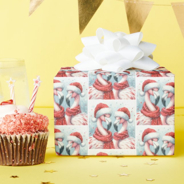 Papel De Presente Flamingos de Natal (Festa de aniversário)