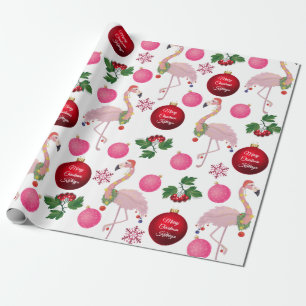 Papel De Presente Flamingos personalizados do Natal