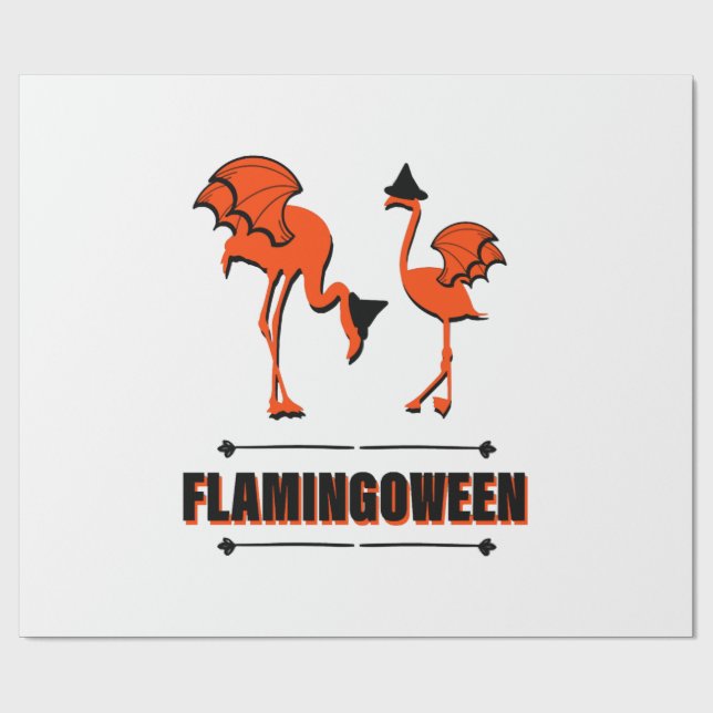 Papel De Presente Flamingoween - Dia das Bruxas (Aberto)