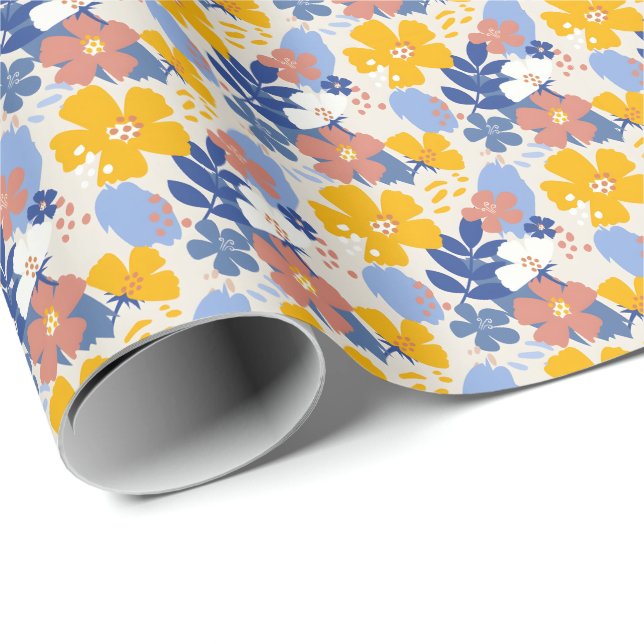 Papel De Presente Flat Floral Orgânico (Ponta do rolo)