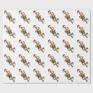 Papel De Presente Flauta Gravador Instrumento Chapéu de Papai Noel N