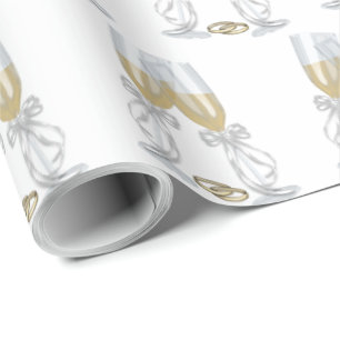 Papel De Presente Flautas de Champagne com alianças de casamento