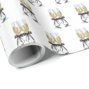 Papel De Presente Flautas de champanhe com torrada de fita