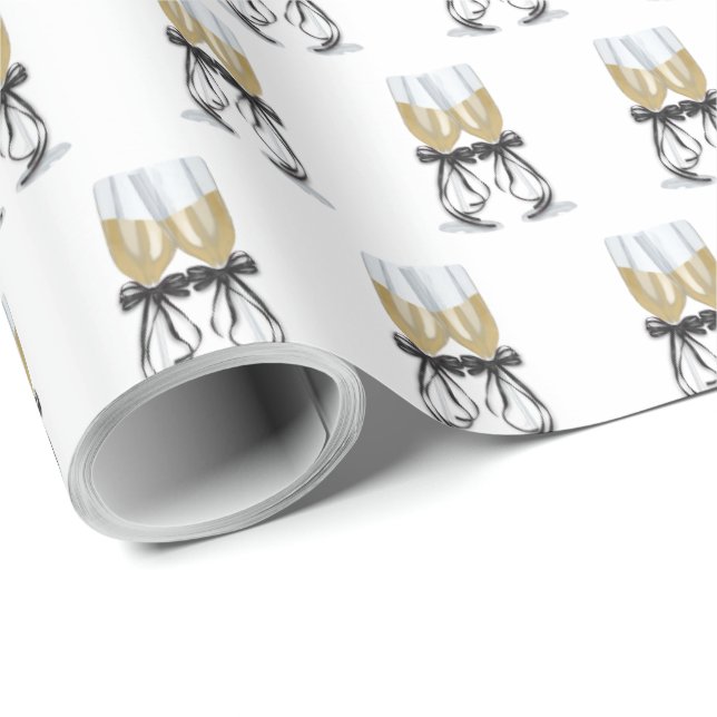 Papel De Presente Flautas de champanhe com torrada de fita (Ponta do rolo)