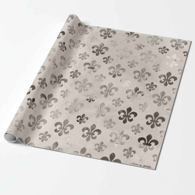 Papel De Presente Fleur De Lis Pattern Descamação (Desenrolado)
