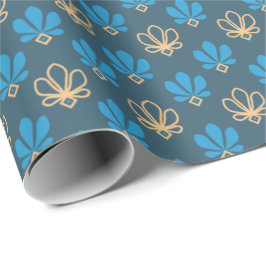 Papel De Presente Fleur Gift Wrap Azul Cobalto e Dourado - Majestoso