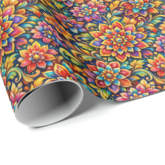 Papel De Presente fleurs full color