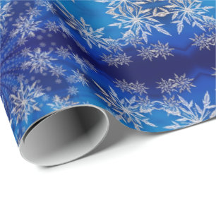 Papel De Presente Floco de neve azul de Natal Legal e bonito