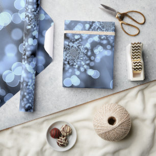Papel De Presente Floco de neve azul de prata de Natal