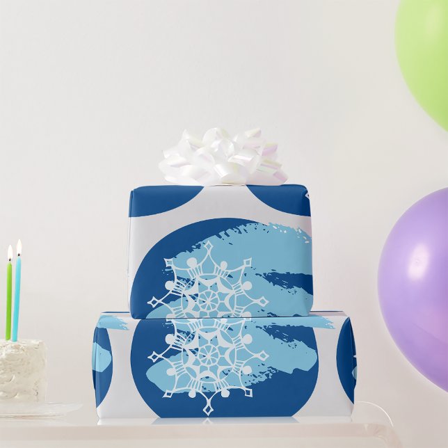 Papel De Presente Floco de Neve Azul Gelado Círculo Abstrato de Inve (Criador carregado)
