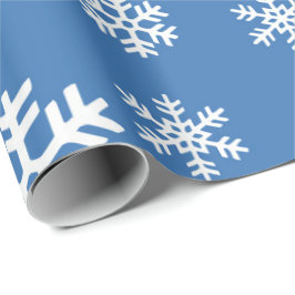 Papel De Presente Floco de neve branco e azul de Natal