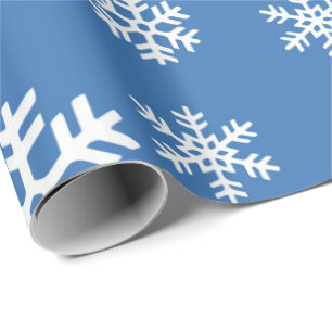 Papel De Presente Floco de neve branco e azul de Natal