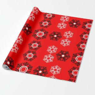 Papel De Presente floco de neve branco e vermelho de Natal de luxo