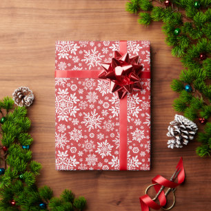 Papel De Presente Floco de Neve Branco Elegante (Cranberry)