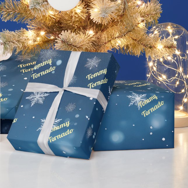 Papel De Presente Floco de Neve Caindo Personalizado (Feriados)