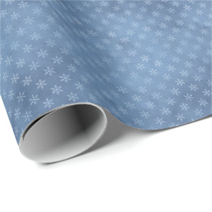 Papel De Presente Floco de Neve de Gelo Azul Elegante Natal