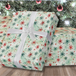 Papel De Presente Floco de Neve de Natal em Aquarela