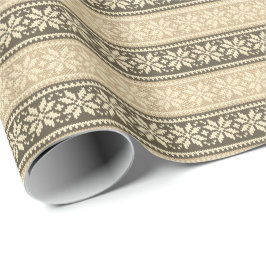 Papel De Presente Floco de neve de Natal Neutral Knit Moderno Invern