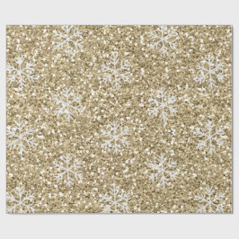 Papel De Presente Floco de neve Dourado com brilho