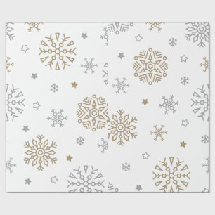 Papel De Presente Floco de neve Dourado e prateado
