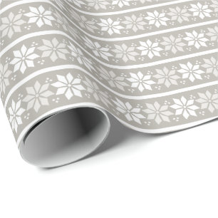 Papel De Presente Floco de neve elegante cinza branco   Natal Feriad
