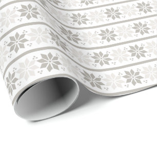 Papel De Presente Floco de neve elegante cinza branco   Natal Férias