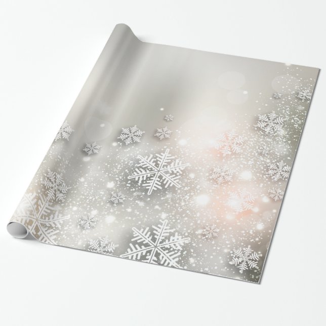 Papel De Presente Floco de Neve Elegante de Natal (Desenrolado)