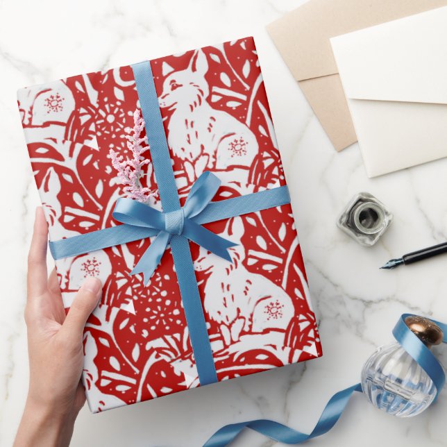 Papel De Presente Floco de Neve Floco de Neve Vermelho Natal (Presentear)