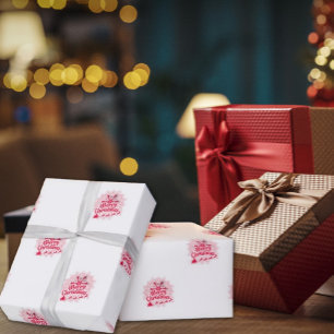 Papel De Presente Floco de Neve Mandala Vermelho & Trenó do Papai No