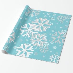 Papel De Presente Floco de Neve Natal Enrolado Papel-Aqua