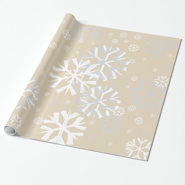 Papel De Presente Floco de Neve Natal Enrolado Papel-Cerco (Desenrolado)