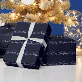 Papel De Presente Floco de Neve Natal Mais Alegre Azul Marinho