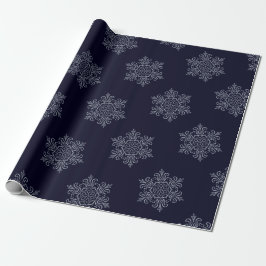 Papel De Presente Floco de neve ornamentado Silver