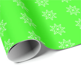 Papel De Presente Floco de neve Padrão de Natal Neon Green Natal