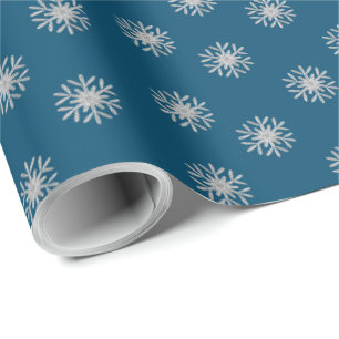 Papel De Presente Floco de Neve Prateado