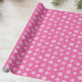 Papel De Presente Floco de neve rosa