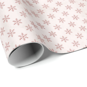 Papel De Presente Floco de neve rosa elegante   Natal