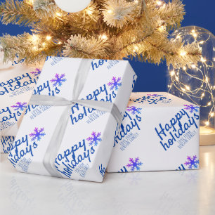 Papel De Presente Floco de Neve Rosa Fonte Festiva Feliz Feriado