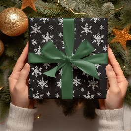 Papel De Presente Floco de Neve Silver Elegante | Feriado de inverno