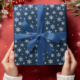 Papel De Presente Floco de Neve Silver Elegante | Feriado de inverno