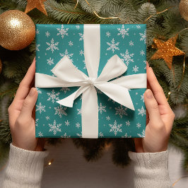 Papel De Presente Floco de Neve Silver Elegante | Feriado de inverno