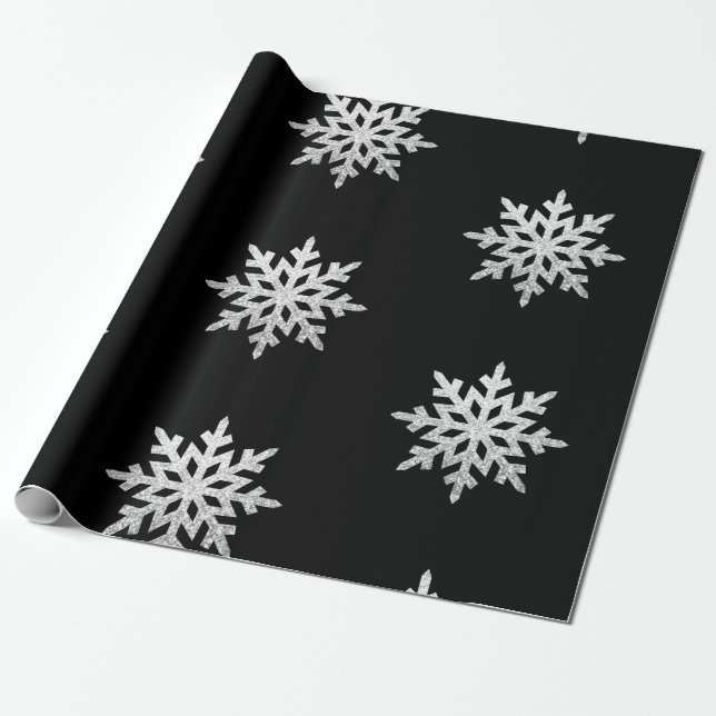 Papel De Presente Floco de Neve Silver Glitter (Desenrolado)