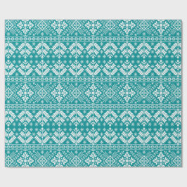 Papel De Presente Floco de Neve Turquesa & Ilha Justa Floral de Nata