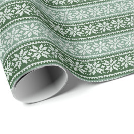 Papel De Presente Floco de Neve Verde Knit Floco de Natal Feio