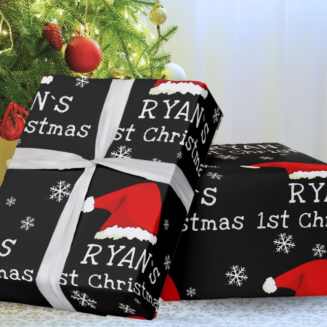 Papel De Presente Floco de Neve Vermelho de Papai Noel de Natal (Criador carregado)