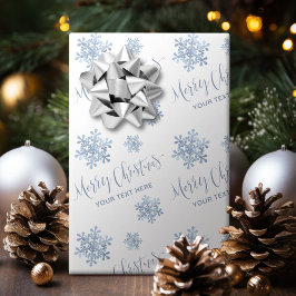 Papel De Presente Flocos de neve azuis Feliz Natal Personalizado