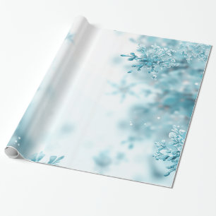 Papel De Presente Flocos de neve azuis leves Natal
